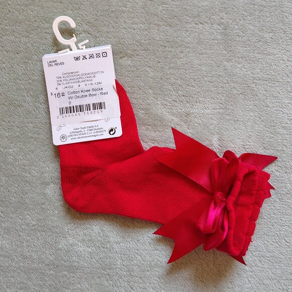 Red long bow socks - 6-12M - Carlomagno Kids - NWT - Picture 3 of 4